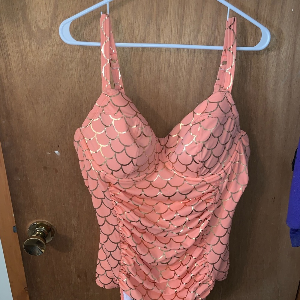 Torrid mermaid gold accent swim suit